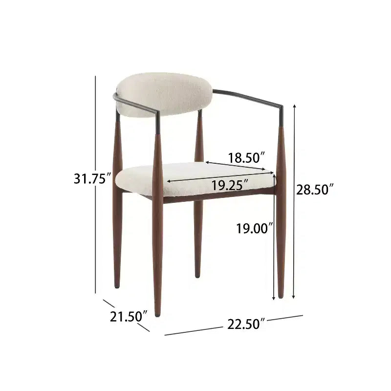 Christopher Knight Home Set of 2 Eva Modern Upholstered Iron Dining Chairs with Curved Open Back Beige/Dark Brown