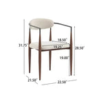 Christopher Knight Home Set of 2 Eva Modern Upholstered Iron Dining Chairs with Curved Open Back Beige/Dark Brown