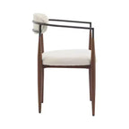Christopher Knight Home Set of 2 Eva Modern Upholstered Iron Dining Chairs with Curved Open Back Beige/Dark Brown