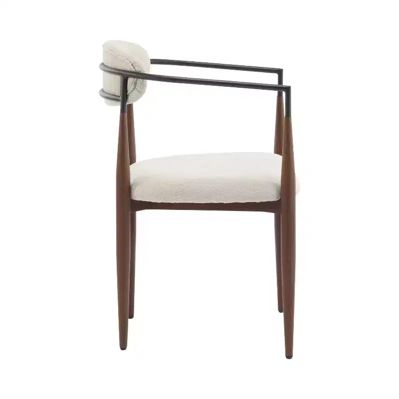 Christopher Knight Home Set of 2 Eva Modern Upholstered Iron Dining Chairs with Curved Open Back Beige/Dark Brown