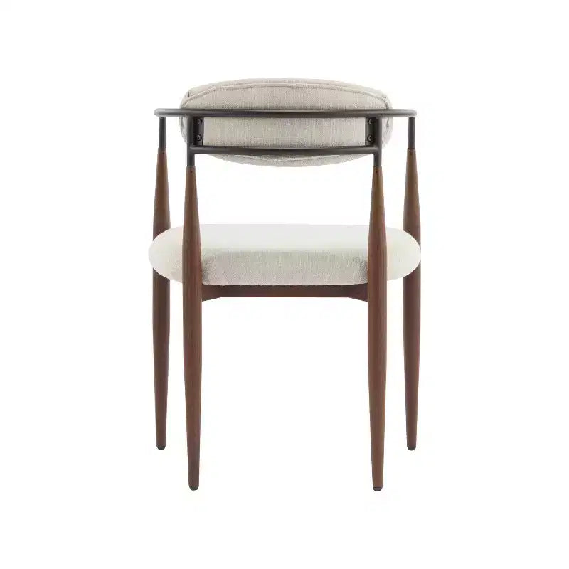 Christopher Knight Home Set of 2 Eva Modern Upholstered Iron Dining Chairs with Curved Open Back Beige/Dark Brown