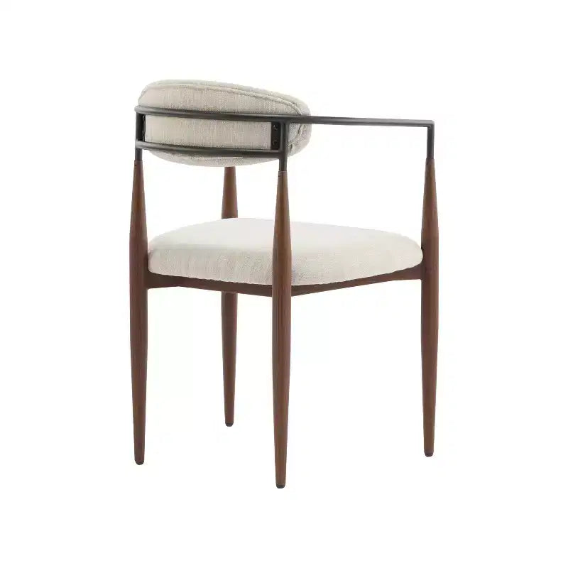 Christopher Knight Home Set of 2 Eva Modern Upholstered Iron Dining Chairs with Curved Open Back Beige/Dark Brown
