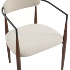 Christopher Knight Home Set of 2 Eva Modern Upholstered Iron Dining Chairs with Curved Open Back Beige/Dark Brown