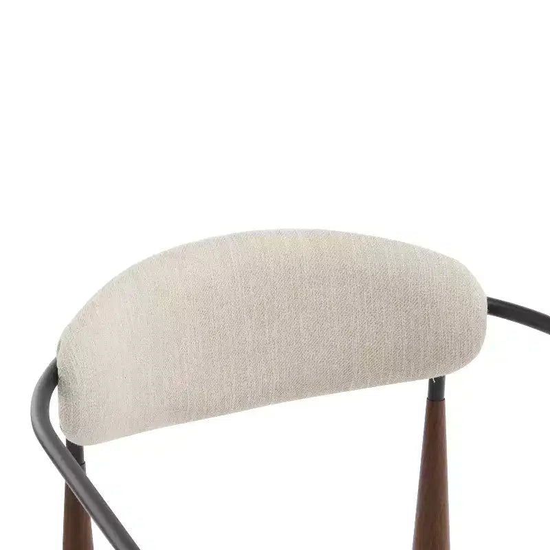 Christopher Knight Home Set of 2 Eva Modern Upholstered Iron Dining Chairs with Curved Open Back Beige/Dark Brown