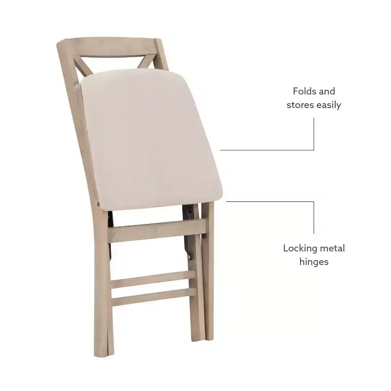 Set of 2 Triena X Back Solid Wood and Upholstered Seat Folding Chairs Gray Wash - Linon: Polyester, Foam-Filled, No Assembly Required