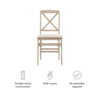 Set of 2 Triena X Back Solid Wood and Upholstered Seat Folding Chairs Gray Wash - Linon: Polyester, Foam-Filled, No Assembly Required