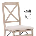 Set of 2 Triena X Back Solid Wood and Upholstered Seat Folding Chairs Gray Wash - Linon: Polyester, Foam-Filled, No Assembly Required