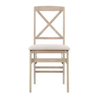 Set of 2 Triena X Back Solid Wood and Upholstered Seat Folding Chairs Gray Wash - Linon: Polyester, Foam-Filled, No Assembly Required