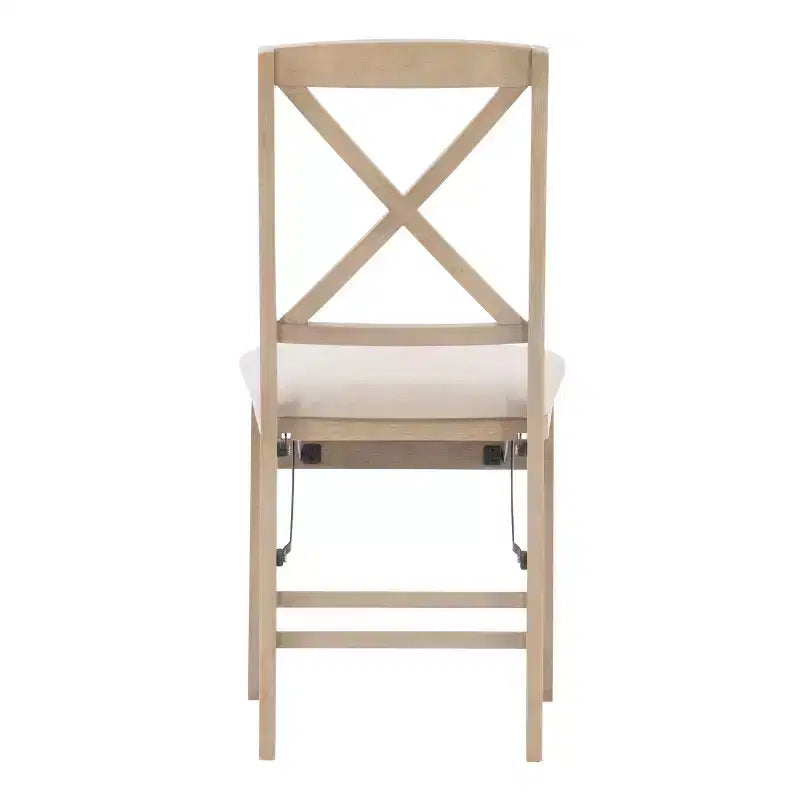 Set of 2 Triena X Back Solid Wood and Upholstered Seat Folding Chairs Gray Wash - Linon: Polyester, Foam-Filled, No Assembly Required
