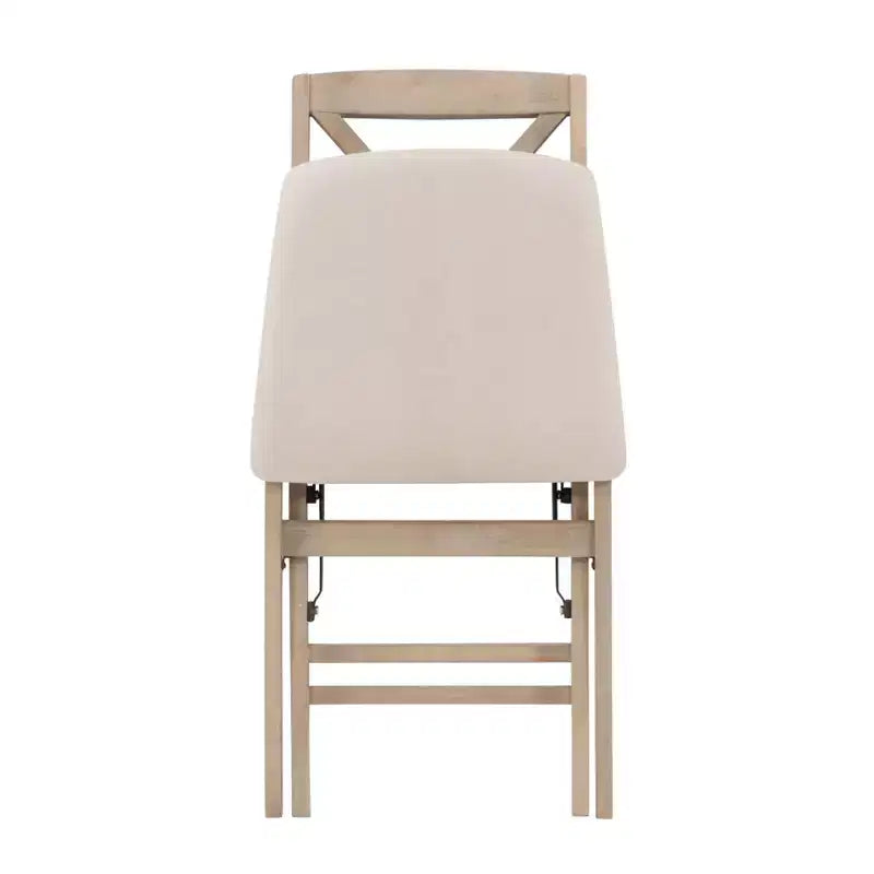 Set of 2 Triena X Back Solid Wood and Upholstered Seat Folding Chairs Gray Wash - Linon: Polyester, Foam-Filled, No Assembly Required