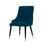 Sedia da pranzo moderna imbottita in velluto Eda blu notte - Manhattan Comfort