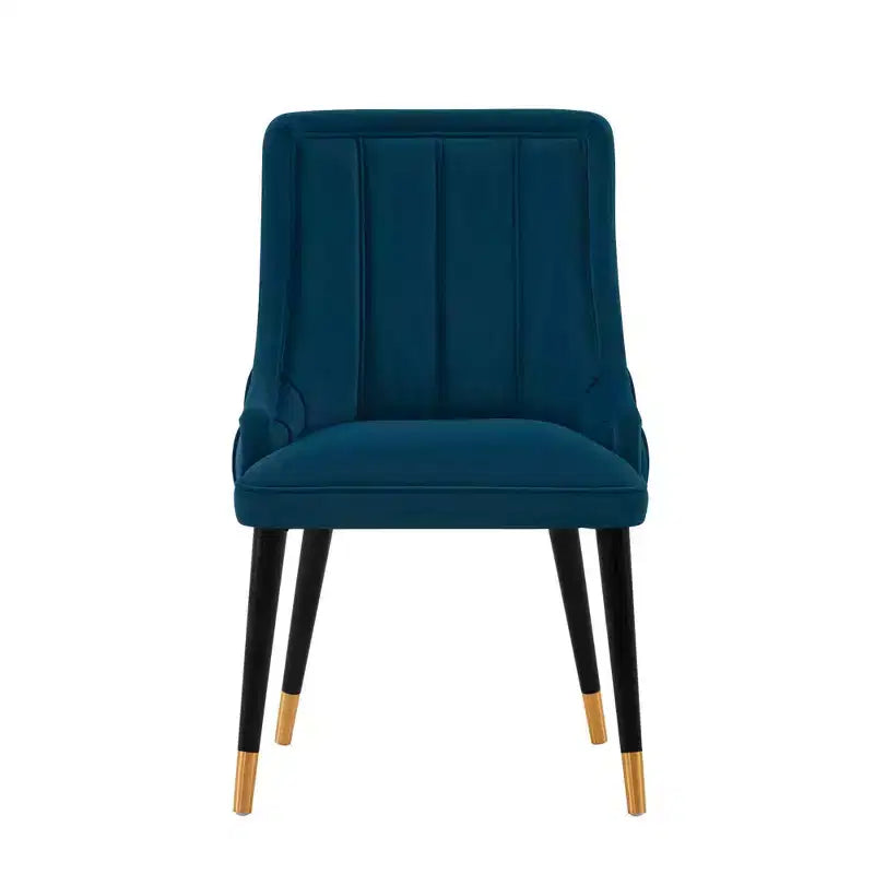 Sedia da pranzo moderna imbottita in velluto Eda blu notte - Manhattan Comfort