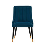 Sedia da pranzo moderna imbottita in velluto Eda blu notte - Manhattan Comfort