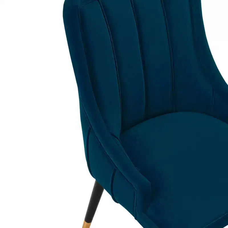 Sedia da pranzo moderna imbottita in velluto Eda blu notte - Manhattan Comfort
