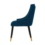 Sedia da pranzo moderna imbottita in velluto Eda blu notte - Manhattan Comfort
