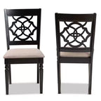 2pc Renaud Fabric Dining Chair Set with Cut-Out Back Design - Baxton Studio: Oak Wood, Foam Padding