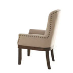 Landon Arm Dining Chair Salvage Brown - Acme Furniture: Linen Upholstery, Nailhead Trim, Wood Frame