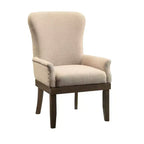 Landon Arm Dining Chair Salvage Brown - Acme Furniture: Linen Upholstery, Nailhead Trim, Wood Frame