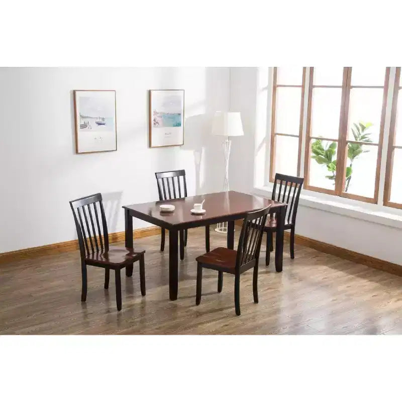 Bloomington Dining Chairs Black And Cherry (Set Of 2) - Boraam: Solid Rubberwood, Armless, 300 lb Capacity, Slat Back