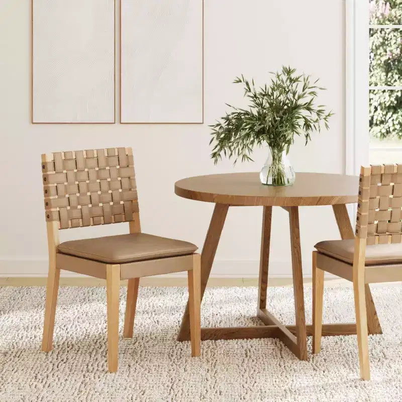 Nathan James Set di 2 sedie da pranzo Cohen in similpelle marrone