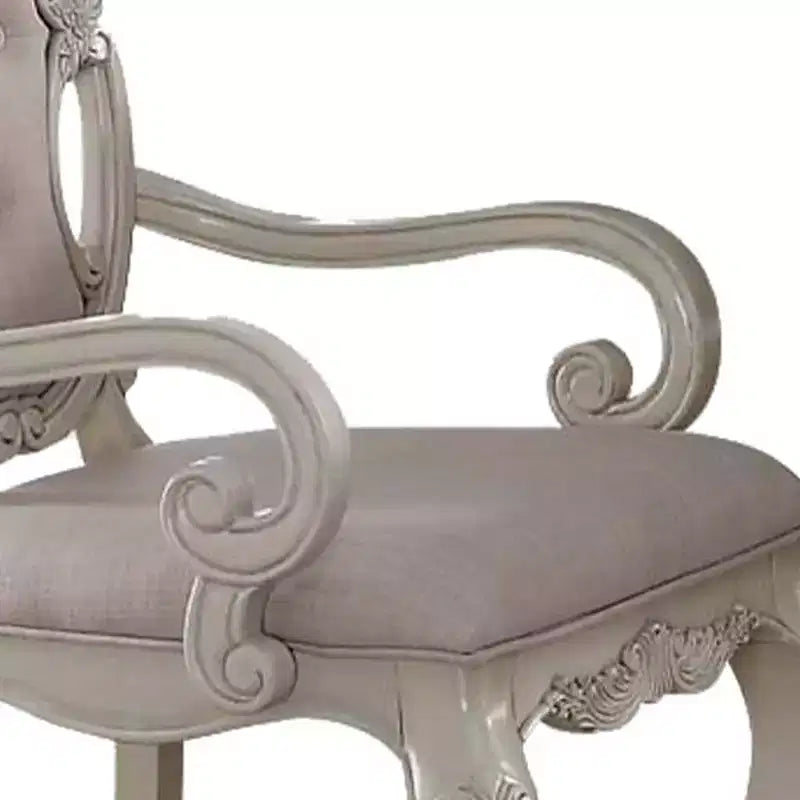 Sedia da pranzo Ragenardus da 23" in tessuto e finitura bianco anticato - Acme Furniture