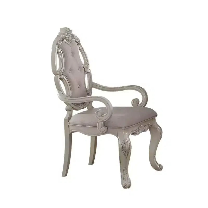 Sedia da pranzo Ragenardus da 23" in tessuto e finitura bianco anticato - Acme Furniture