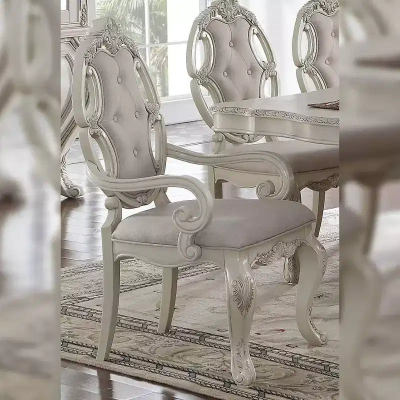 Sedia da pranzo Ragenardus da 23" in tessuto e finitura bianco anticato - Acme Furniture