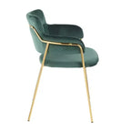 Set of 2 Napoli Contemporary Chairs Gold/Emerald Green Velvet - LumiSource: Chrome-Plated, Metal Legs, Floor Protectors
