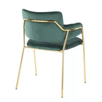 Set of 2 Napoli Contemporary Chairs Gold/Emerald Green Velvet - LumiSource: Chrome-Plated, Metal Legs, Floor Protectors