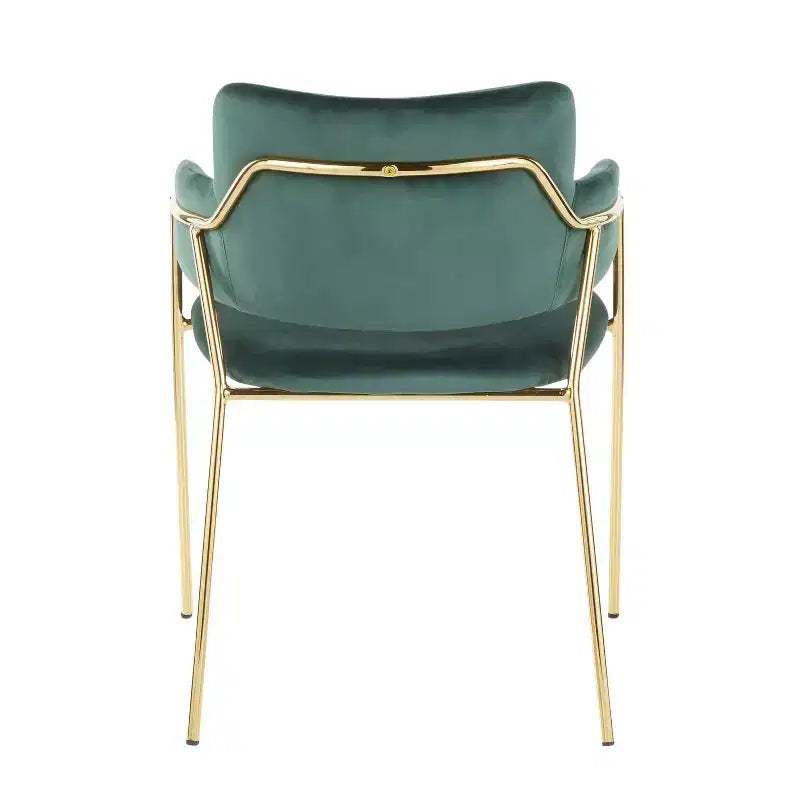Set of 2 Napoli Contemporary Chairs Gold/Emerald Green Velvet - LumiSource: Chrome-Plated, Metal Legs, Floor Protectors