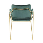 Set of 2 Napoli Contemporary Chairs Gold/Emerald Green Velvet - LumiSource: Chrome-Plated, Metal Legs, Floor Protectors