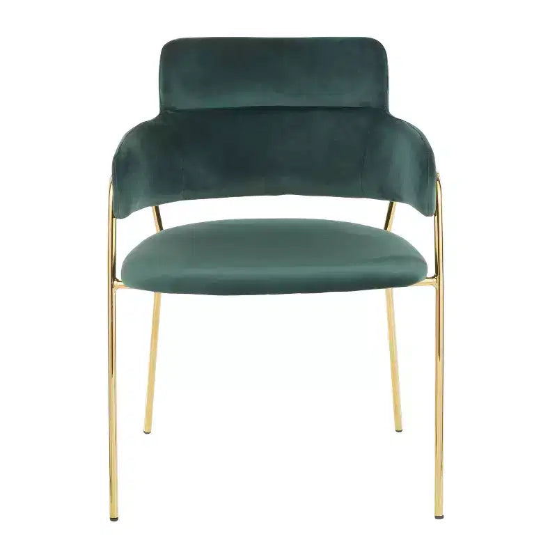 Set of 2 Napoli Contemporary Chairs Gold/Emerald Green Velvet - LumiSource: Chrome-Plated, Metal Legs, Floor Protectors
