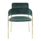Set of 2 Napoli Contemporary Chairs Gold/Emerald Green Velvet - LumiSource: Chrome-Plated, Metal Legs, Floor Protectors