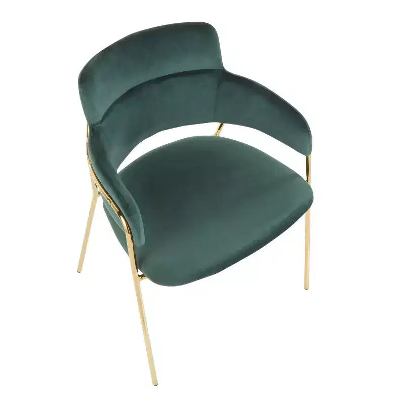 Set of 2 Napoli Contemporary Chairs Gold/Emerald Green Velvet - LumiSource: Chrome-Plated, Metal Legs, Floor Protectors
