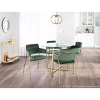 Set of 2 Napoli Contemporary Chairs Gold/Emerald Green Velvet - LumiSource: Chrome-Plated, Metal Legs, Floor Protectors
