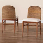 bali & pari 2pc Nadim Natural Seagrass and Acacia Wood Dining Chair Set White/Natural Brown/Natural Seagrass