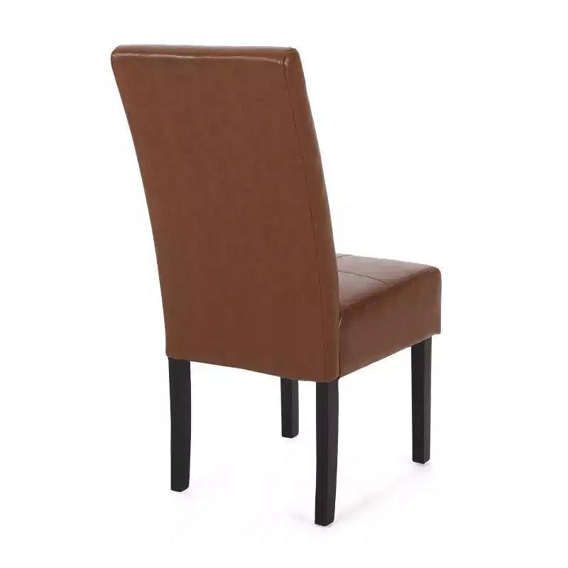 Christopher Knight Home Set of 4 Pertica Faux Leather Upholstered TStitch Dining Chairs Cognac Brown/Espresso