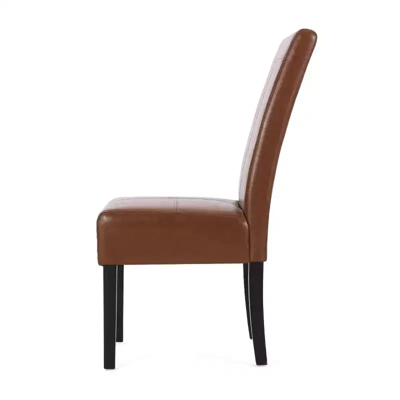 Christopher Knight Home Set of 4 Pertica Faux Leather Upholstered TStitch Dining Chairs Cognac Brown/Espresso