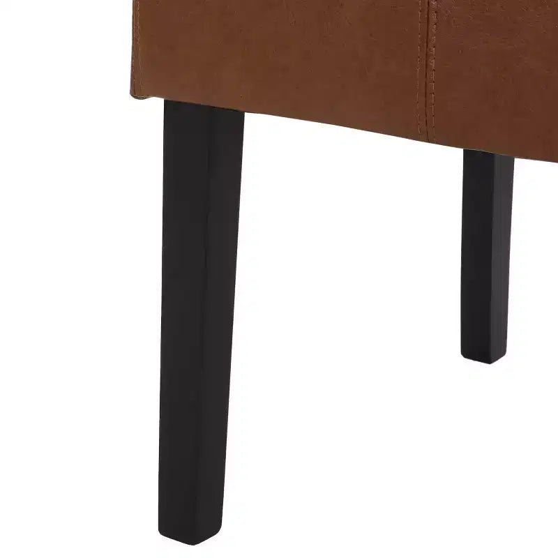 Christopher Knight Home Set of 4 Pertica Faux Leather Upholstered TStitch Dining Chairs Cognac Brown/Espresso