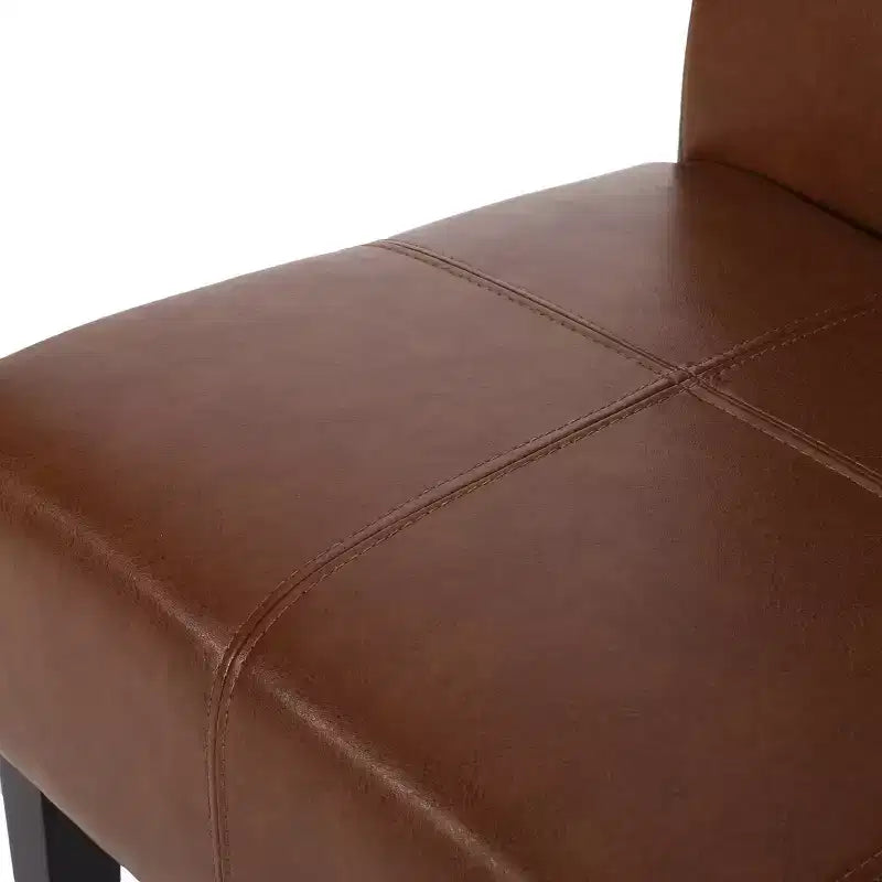 Christopher Knight Home Set of 4 Pertica Faux Leather Upholstered TStitch Dining Chairs Cognac Brown/Espresso