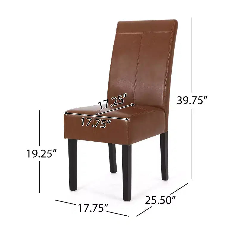 Christopher Knight Home Set of 4 Pertica Faux Leather Upholstered TStitch Dining Chairs Cognac Brown/Espresso