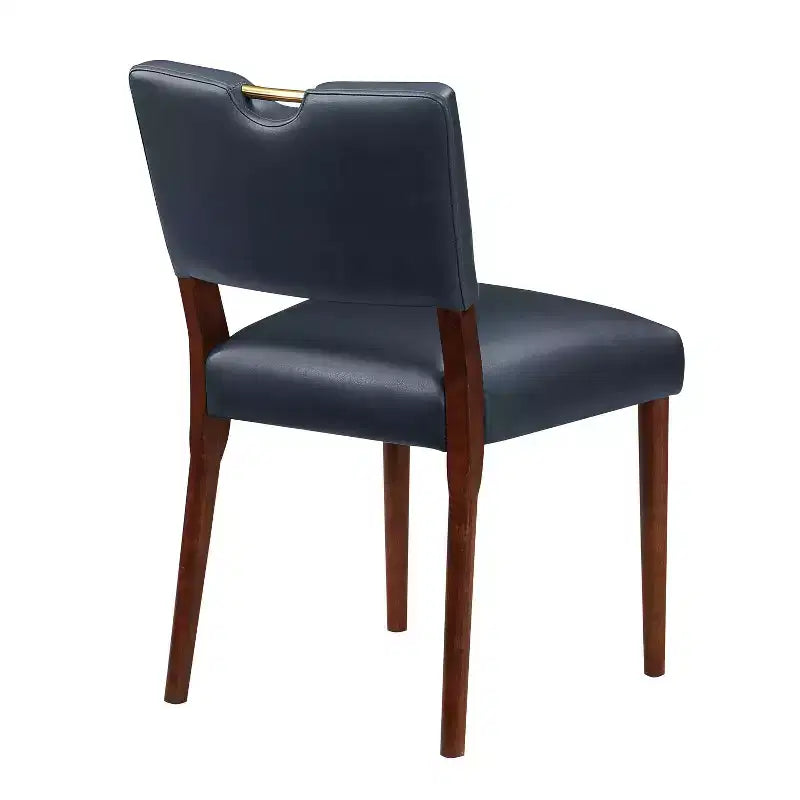 Comfort Pointe Bonito Dining Chair Midnight Blue: Set of 2, Velvet Upholstery, Gold Handle, Walnut Frame