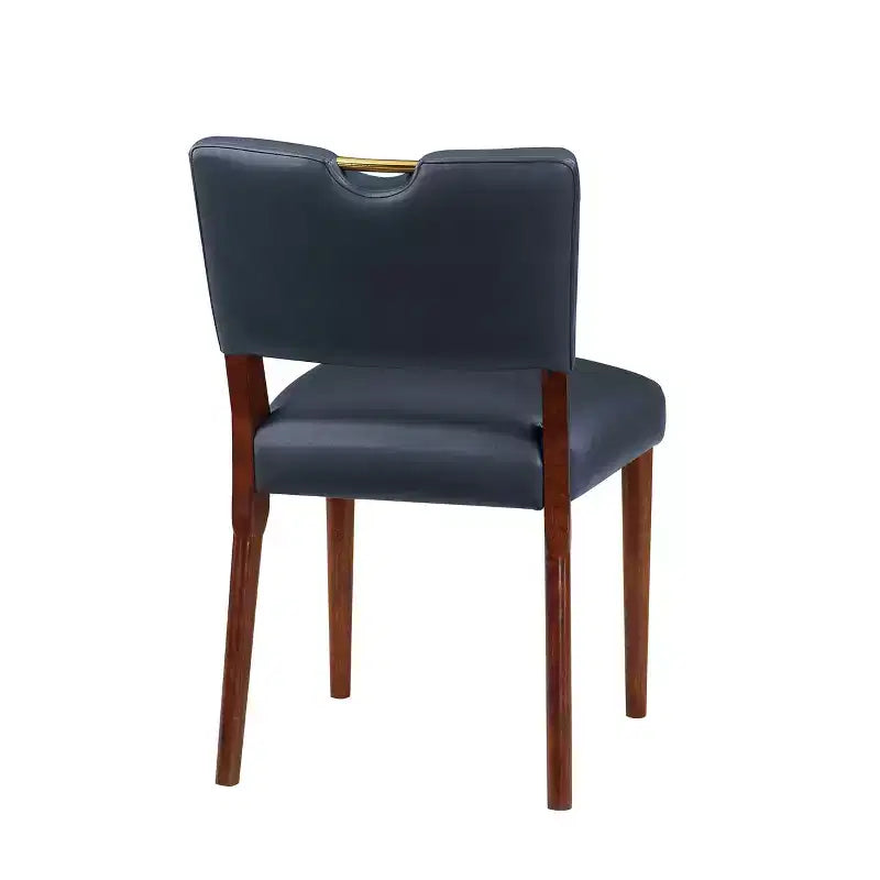 Comfort Pointe Bonito Dining Chair Midnight Blue: Set of 2, Velvet Upholstery, Gold Handle, Walnut Frame