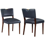 Comfort Pointe Bonito Dining Chair Midnight Blue: Set of 2, Velvet Upholstery, Gold Handle, Walnut Frame