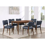 Comfort Pointe Bonito Dining Chair Midnight Blue: Set of 2, Velvet Upholstery, Gold Handle, Walnut Frame