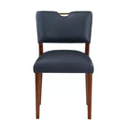 Comfort Pointe Bonito Dining Chair Midnight Blue: Set of 2, Velvet Upholstery, Gold Handle, Walnut Frame