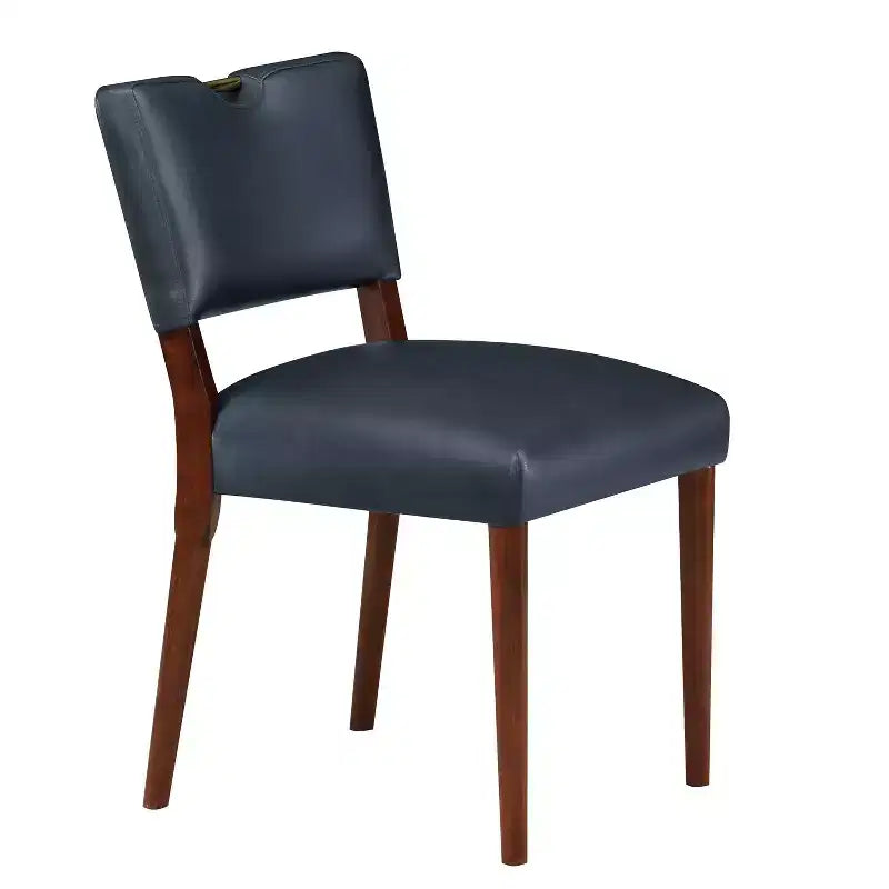 Comfort Pointe Bonito Dining Chair Midnight Blue: Set of 2, Velvet Upholstery, Gold Handle, Walnut Frame