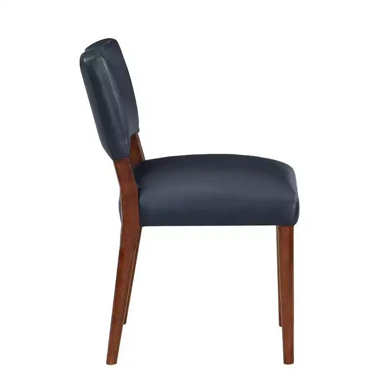 Comfort Pointe Bonito Dining Chair Midnight Blue: Set of 2, Velvet Upholstery, Gold Handle, Walnut Frame