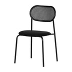 South Shore Set of 2 Hype Rattan Dining Chair Black: Mid-century Upholstered, Metal Legs, Velvet Seat