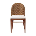 bali & pari Denver Acacia Wood and Seagrass Dining Chair White/Walnut Brown: Bohemian Style, Foam Padded